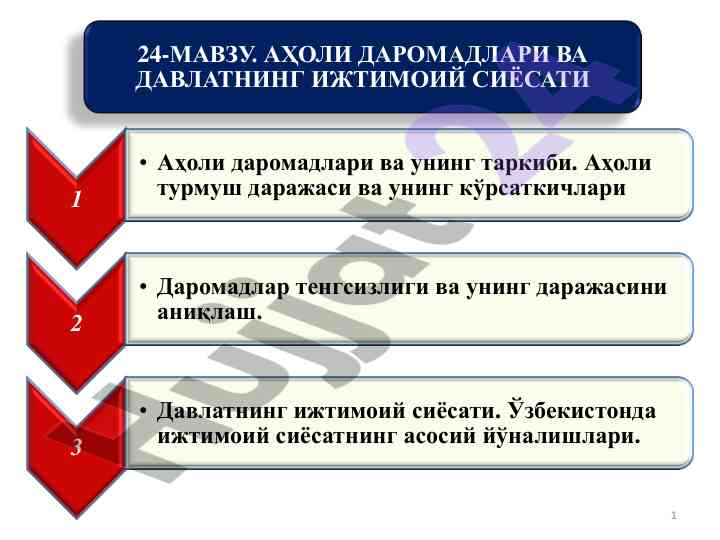 Aholi daromadlari va davlatning ijtimoiy siyosati