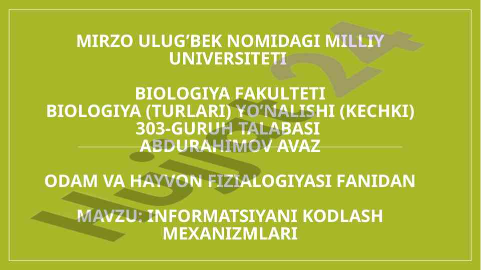 Informatsiyani kodlash mexanizmlari tahlili