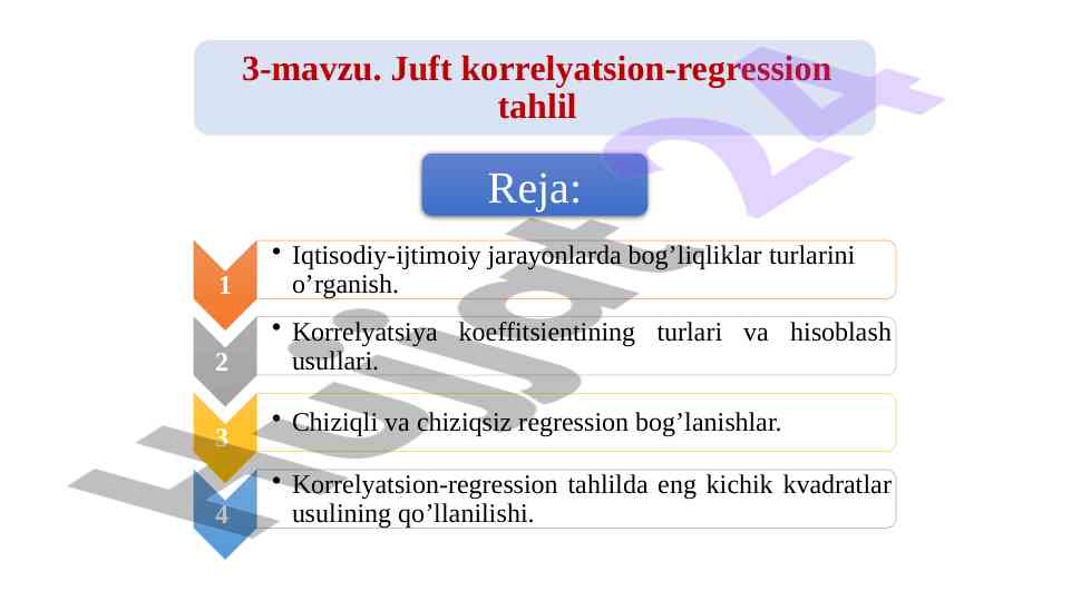 Funksional bog'liqlik va korrelyatsiya tahlili
