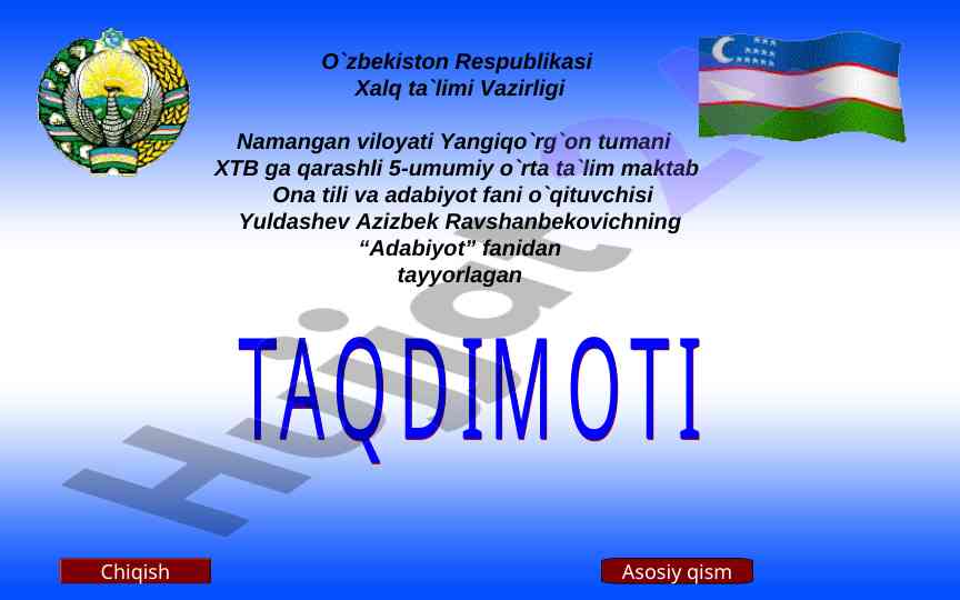 Pirimqul qodirov hayoti va ijodi mavzusida dars