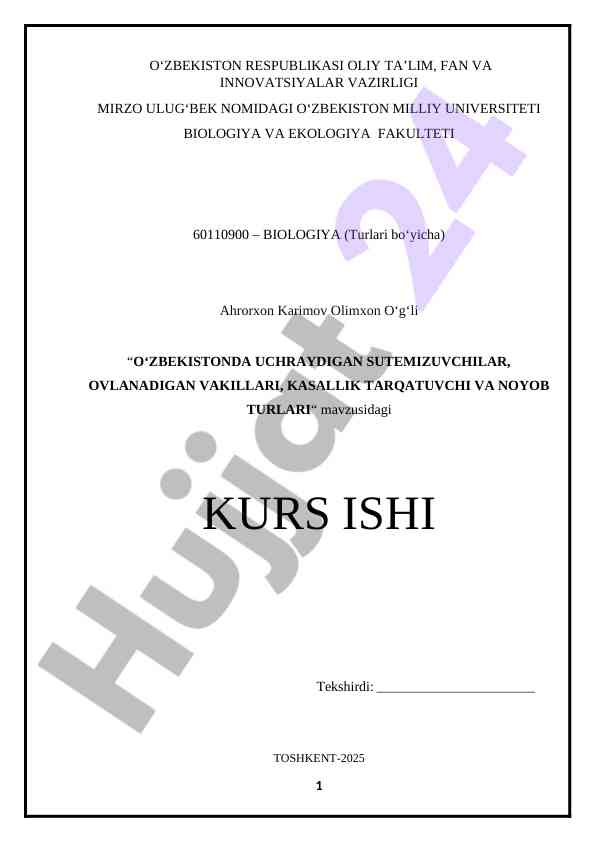 O'zbekistonda uchraydigan sutemizuvchilar ovlantirish