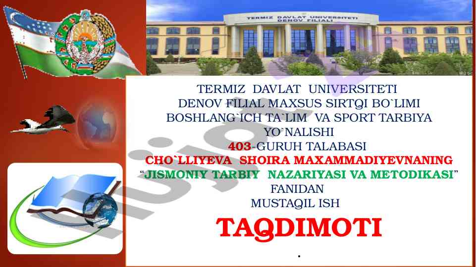 Jismoniy tarbiya nazariyasi va metodikasi taqdimoti