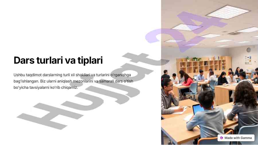 Dars turlari va tiplari haqida taqdimot
