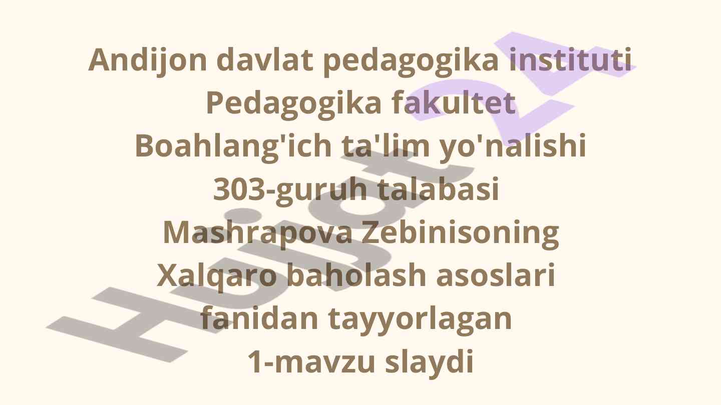 Talis xalqaro baholash dasturi mazmuni va mohiyati
