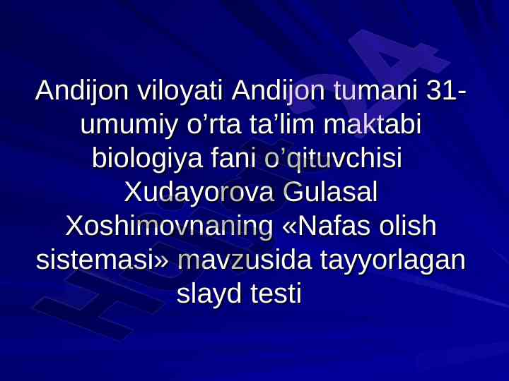 Nafas olish sistemasi testi
