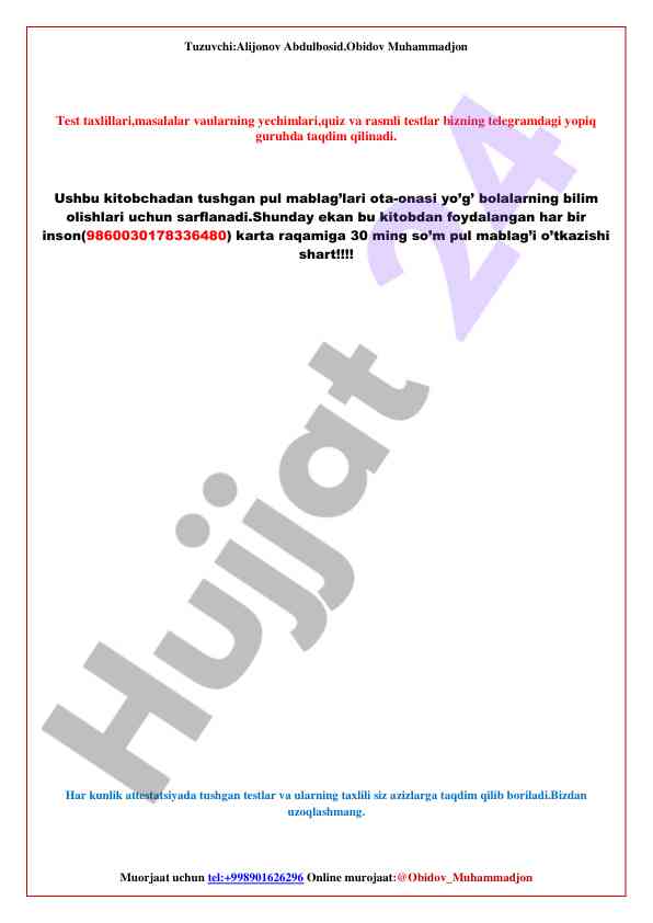 Testlar va ularning taxlillari bilan tanishing