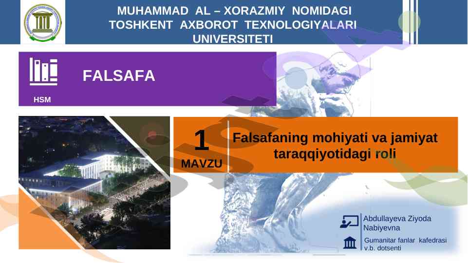 Falsafaning mohiyati va jamiyat rivojidagi roli