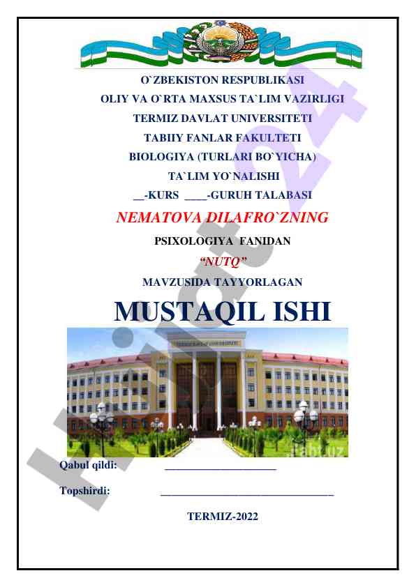 Nutq uslubi va uning turlari bo'yicha mustaqil ish