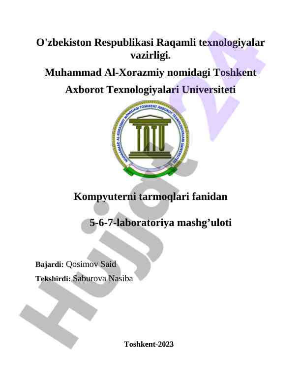 Wan tarmoqlarini loyihalash laboratoriya mashg'uloti