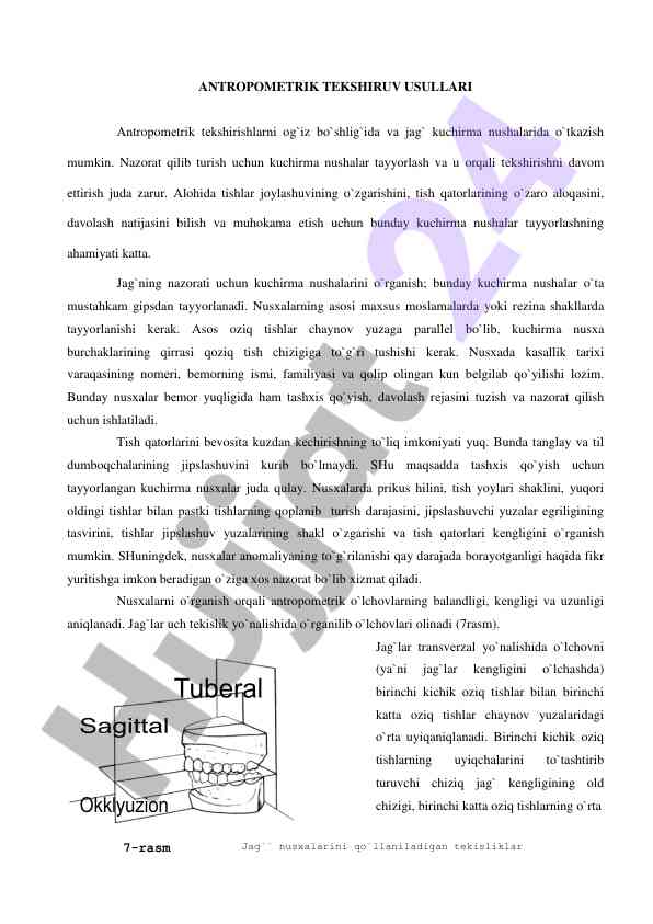 Antropometrik tekshirish usullari va muhokama