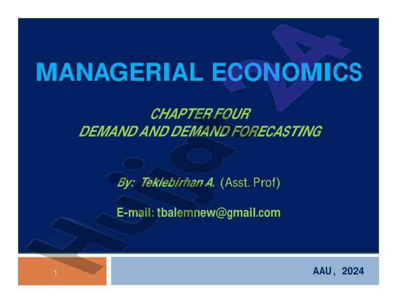 Demand and demand forecasting in managerial economics