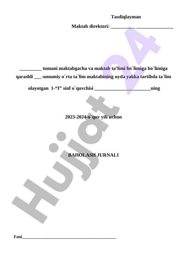 Baho jurnali 2023-2024 o`quv yili uchun