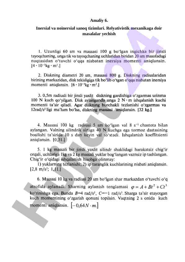 Inersial va noinersial sanoq tizimlari analizi