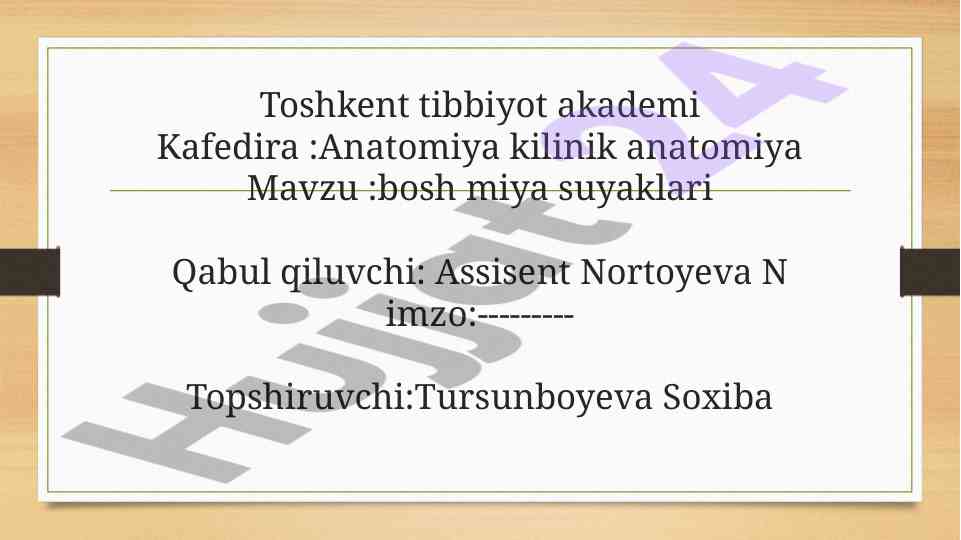 Bosh miya suyaklari tahlili