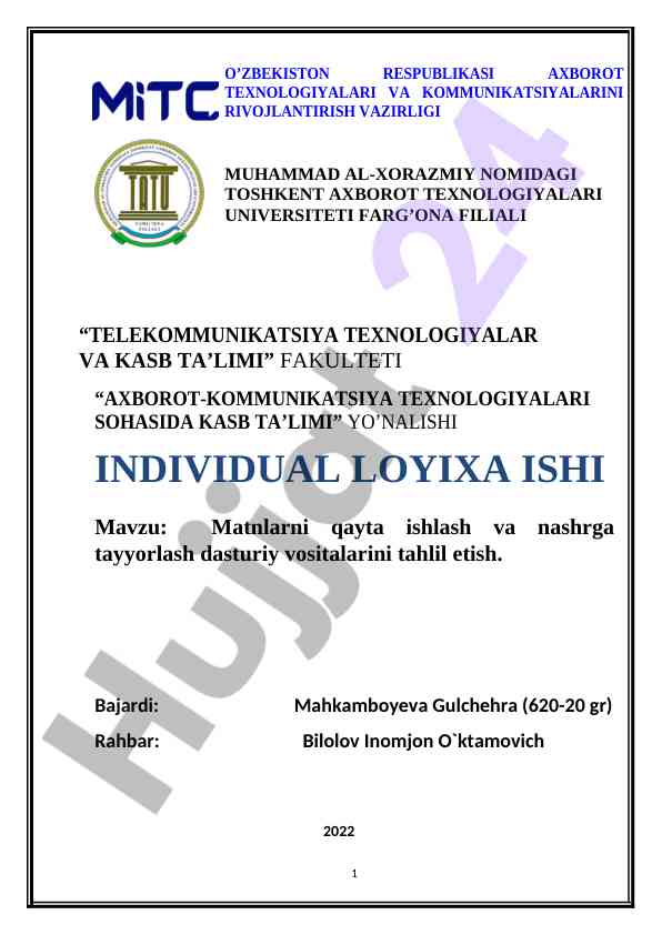 Matnlarni qayta ishlash va nashrga tayyorlash dasturi