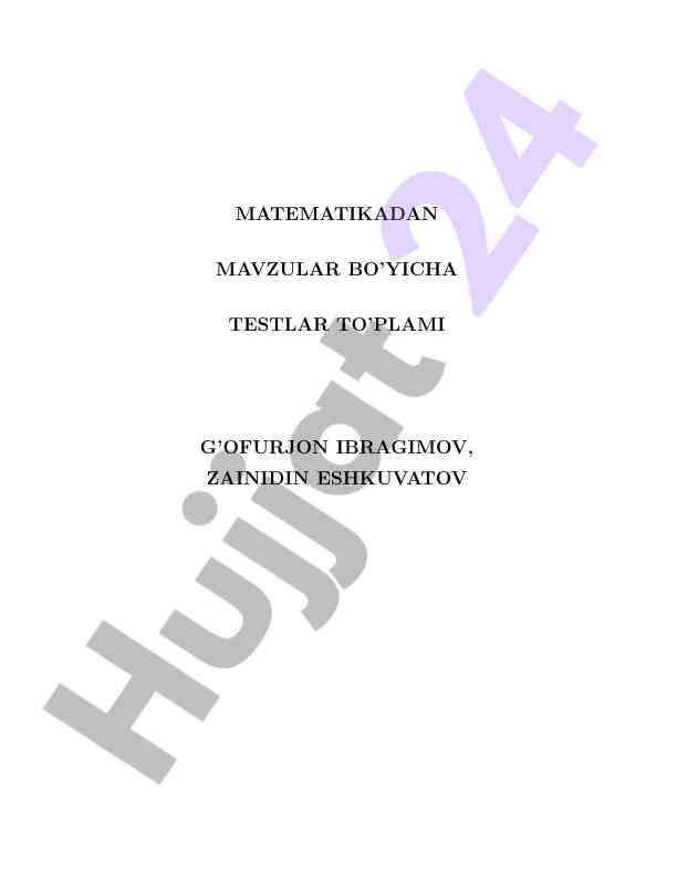 Matematika testlari bo'yicha tayyorlov kitobi