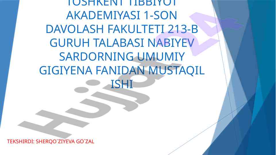 Parhez stollari haqida mustaqil ish