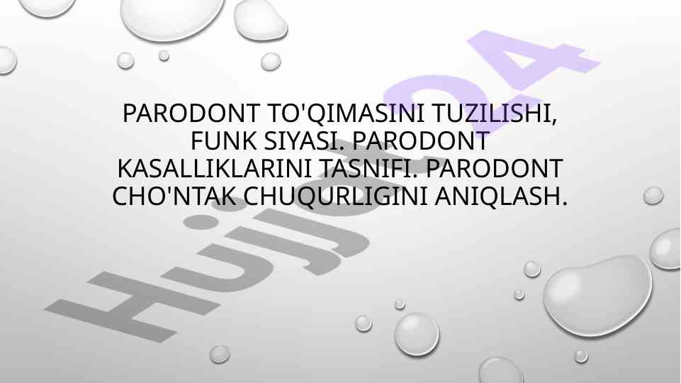 Parodont to'qimasining tuzilishi va funktsiyasi