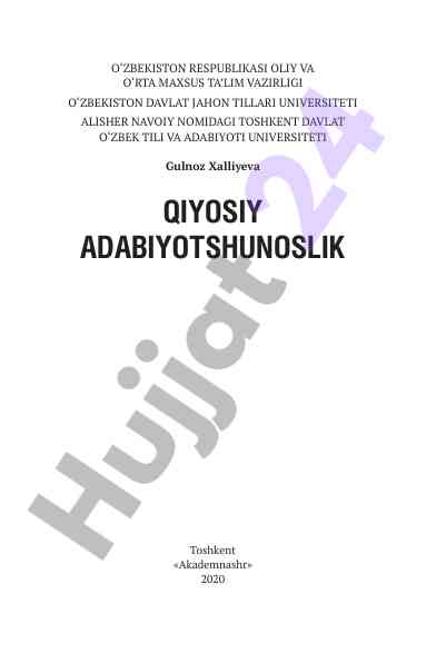 Qiyosiy adabiyotshunoslik metodologiyasi asoslari