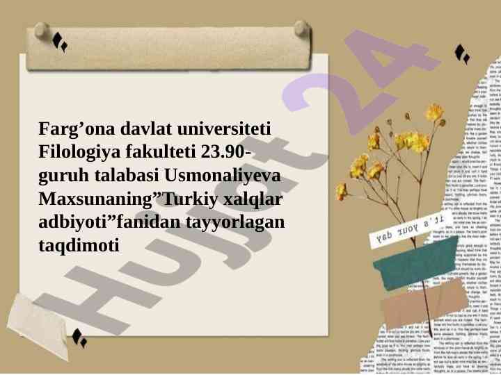 Fuzuliy g'azallari tahlili - turkiy xalqlar adabiyoti