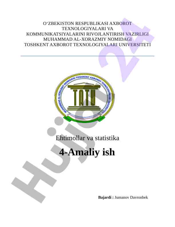Ehtimollar va statistika amaliy ish