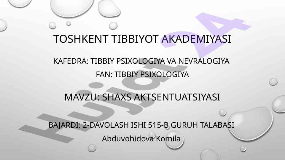 Shaxs aksentuasiyasi kafedrasi bo'yicha tahlil