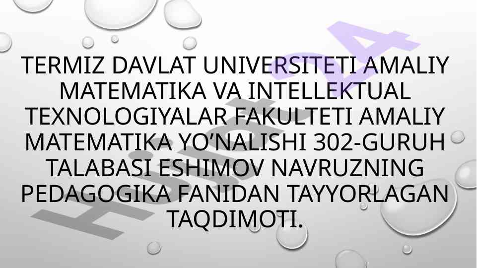 Elektron pedagogika asoslari taqdimoti