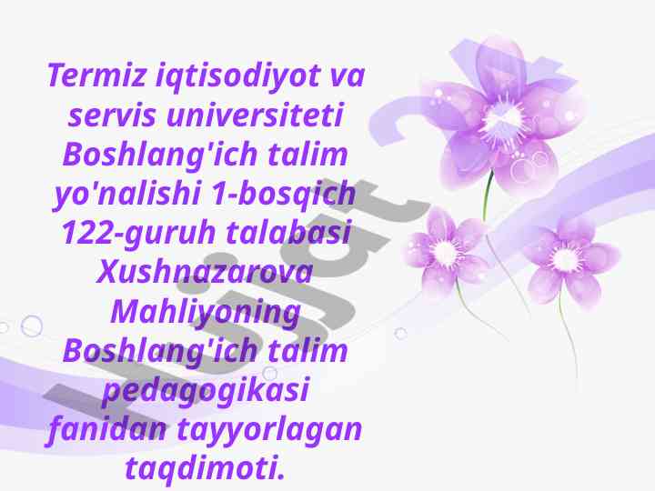 Boshlang'ich talim pedagogikasi taqdimoti