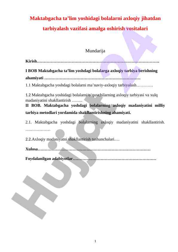 Maktabgacha Ta’lim Yoshidagi Bolalarga Tarbiya Berish