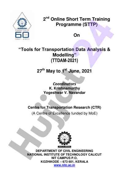 Tools for transportation data analysis and modelling