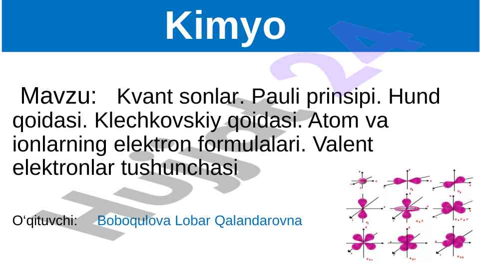 Kvant sonlar va pauli prinsipi haqida ma’lumotlar