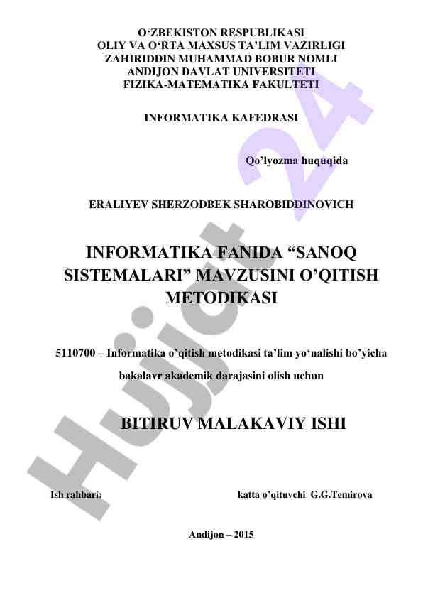 Sanoq sistemalari fanida o‘qitish metodikasi