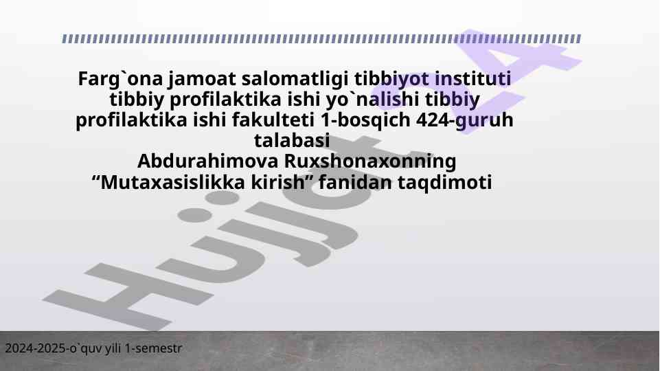 Gigiyena sohasida qonuniy hujjatlar taqdimoti