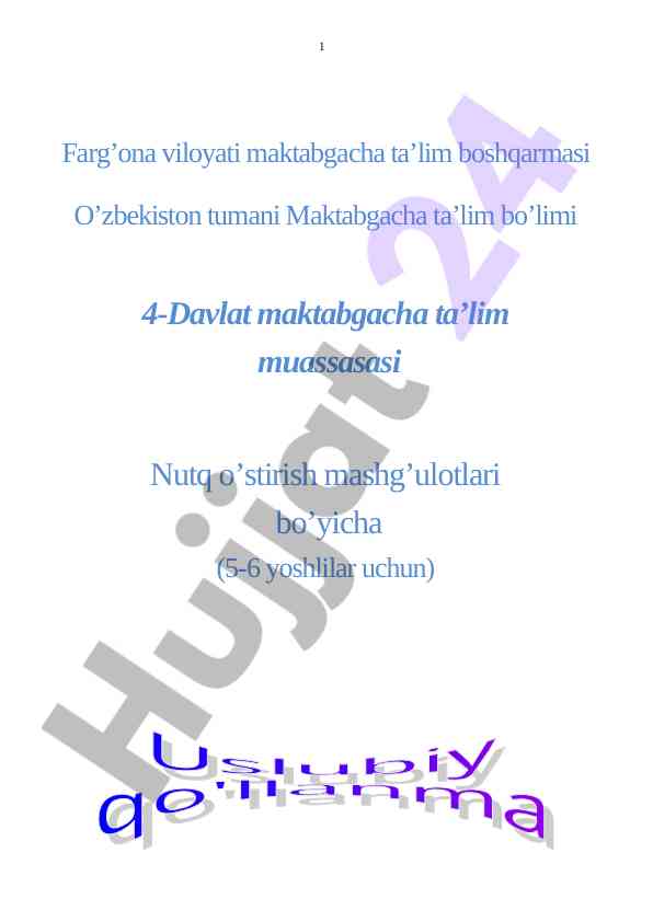 Maktabgacha ta’limda nutq rivojlantirish usullari
