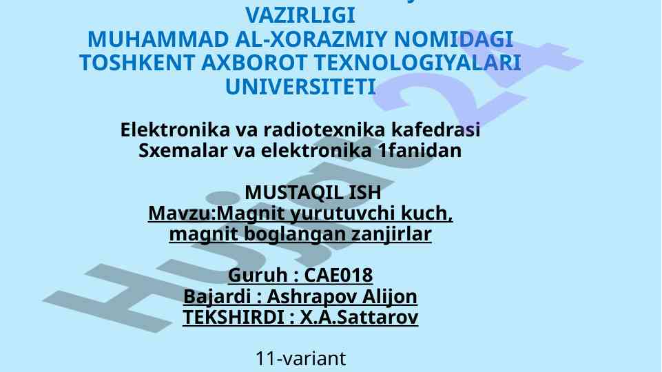 Magnit yurutuvchi kuch va zanjirlar hajmi