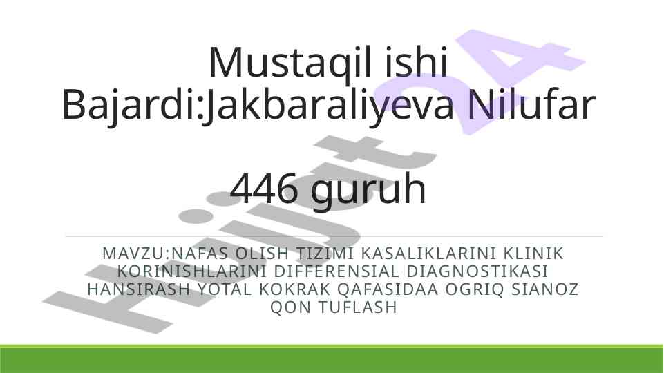 Nafas olish tizimi kasalliklari diagnostikasi