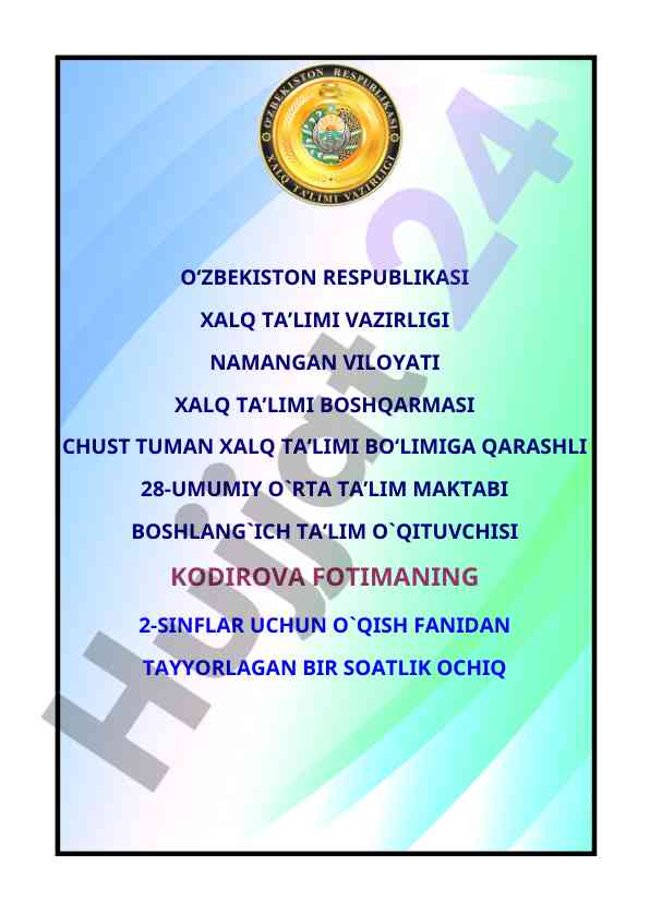Ochiq dars ishlanmasi: sulton jabborning she’ri