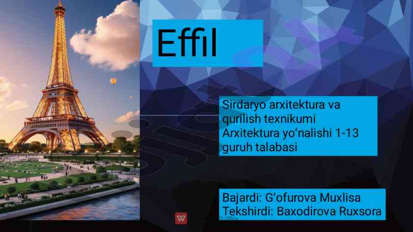 Eﬃl minorasi: arxitektura va qurilish tafsilotlari