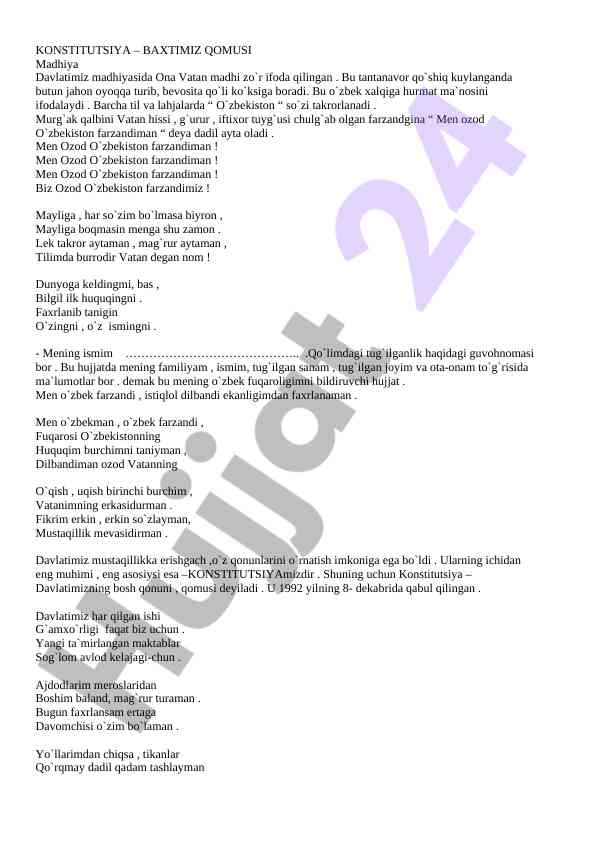Konstitutsiya – baxtimiz qomusi