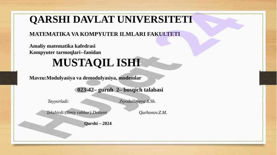 Modulyasiya va demodulyasiya jarayonlari tahlili