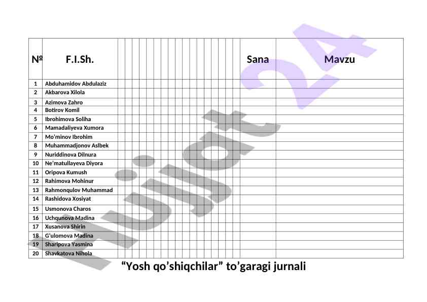 Yosh qo’shiqchilar to’garagi jurnali