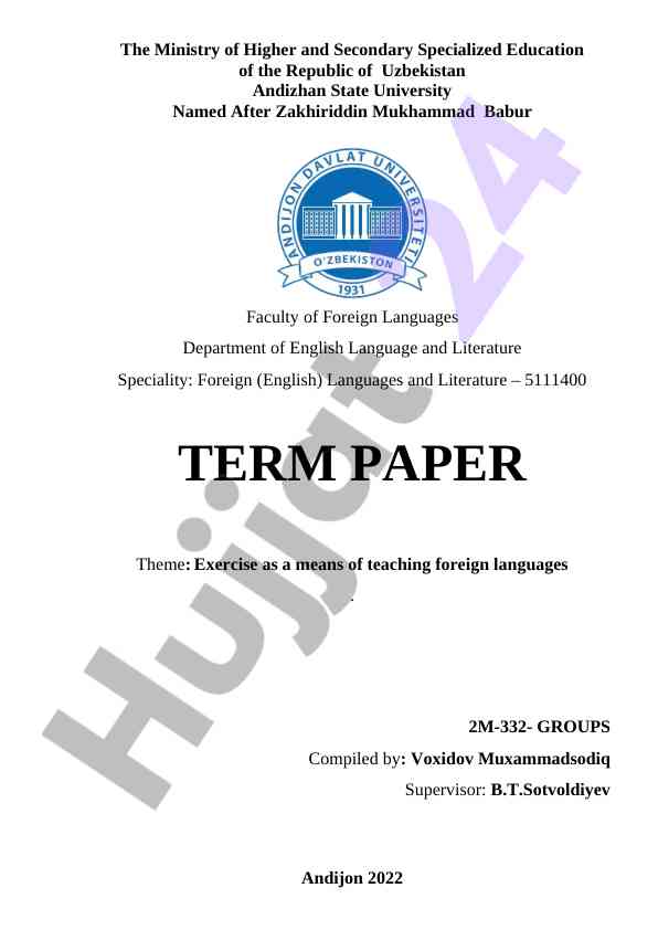 Exercise as a means of teaching foreign languages