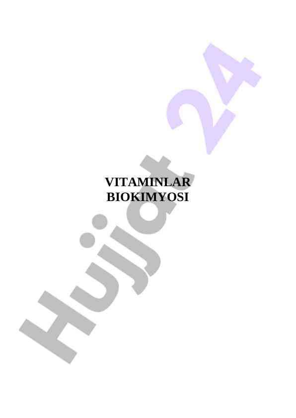 Vitaminlar biokimyosi o‘quv qo‘llanma