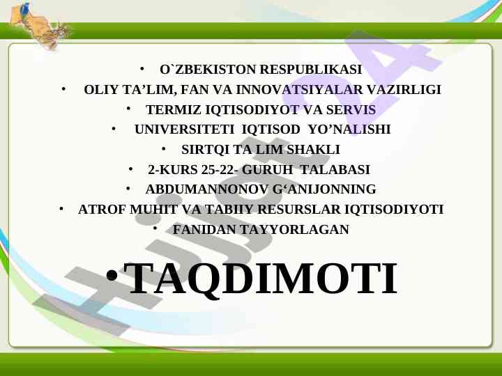Atrof-muhitni qadrlash va xalqaro muhofazasi