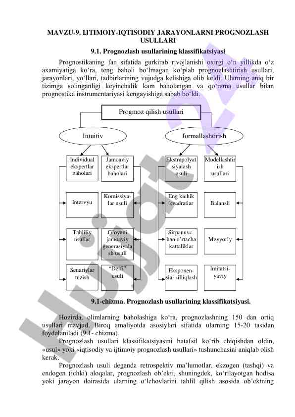 Ijtimoiy-iqtisodiy jarayonlarni prognozlash usullari