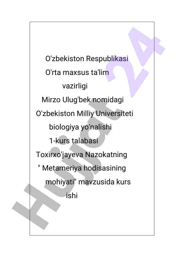 Metameriya hodisasining mohiyati tahlili