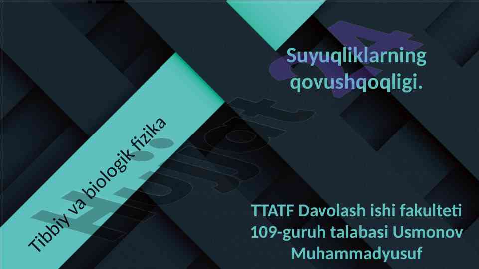 Suyuqliklarning qovushqoqligi va mexanik xossalari