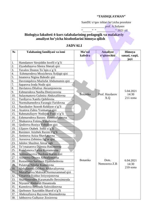 Pedagogik va malakaviy amaliyot bo‘yicha hisobotlar