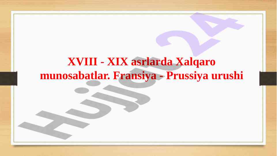Xix asrda xalqaro munosabatlar va mustamlakachilik