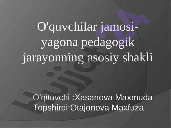 Sinf rahbarining faoliyati va o'quvchilar tarbiyasi